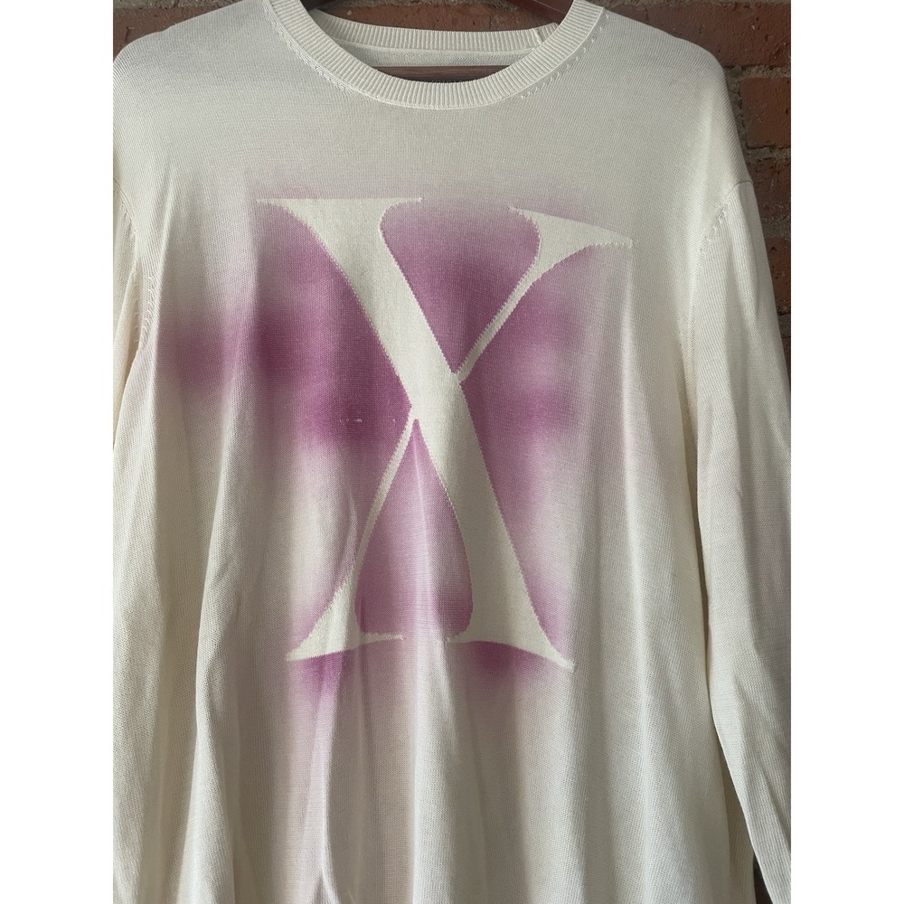All Saints Men's Color Changing Sweater L Crewneck Pullover Ivory Fine Knit UV